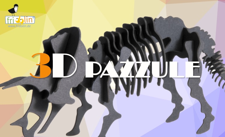 Fridolinフリドリン社製 立体組立パズルトリケラトプス ティラノサウルス 3Dパズル 恐竜 ペーパークラフト